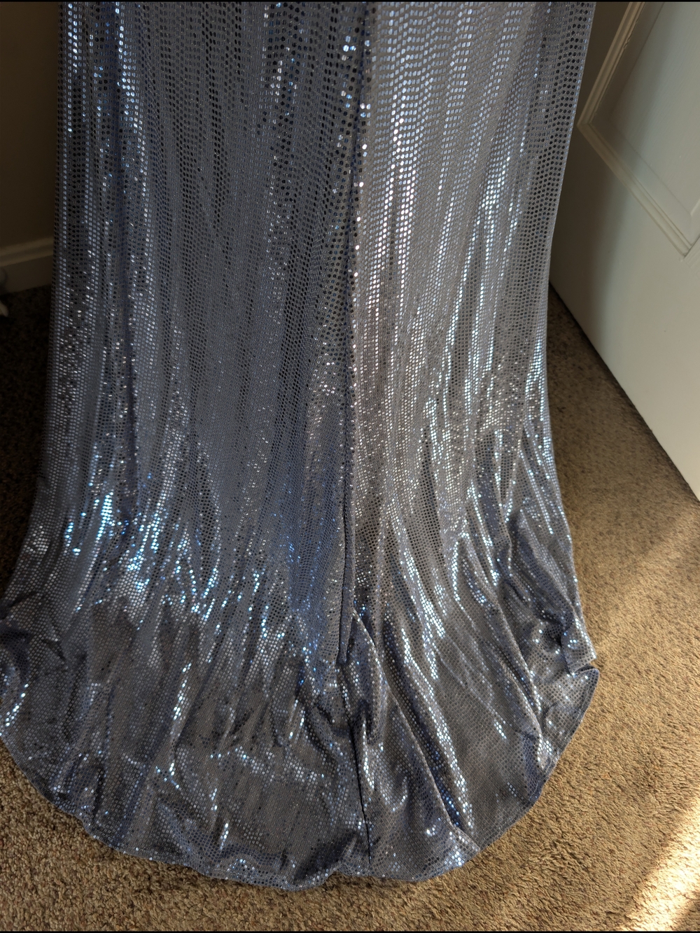 NWT Terani Couture 251P4369 Sequin Halter Rosette Gown Denim Blue Size 10 - Picture 8 of 11